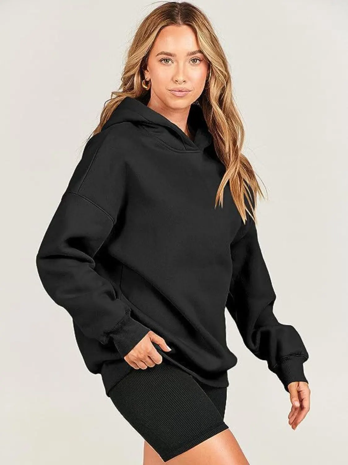Dropped Shoulder Long Sleeve Hoodie 14