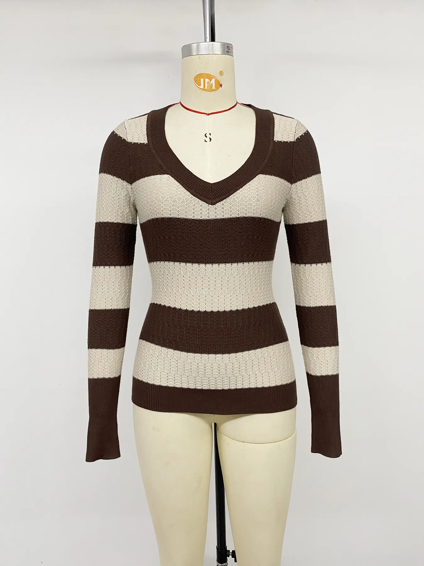 Striped V-Neck Knit Top 6