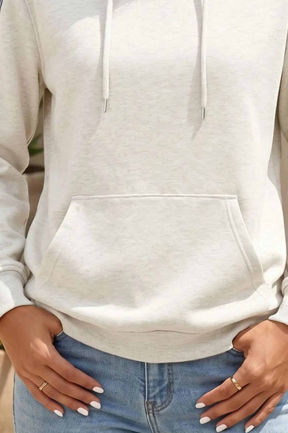 Colorblock Denim Sleeve Tunic Pullover Hoodie 2
