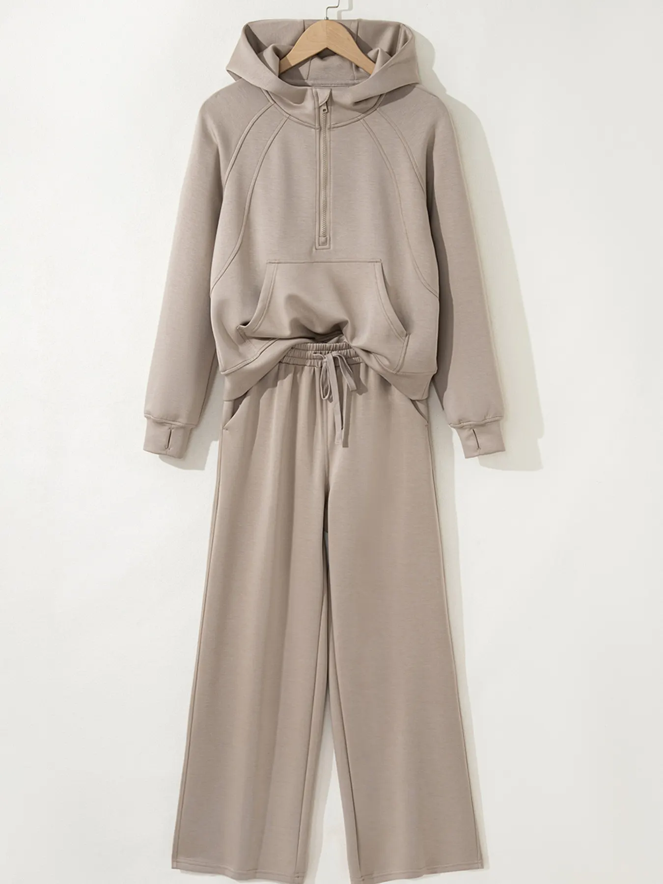 Half Zip Long Sleeve Hoodie and Pants 2pcs Outfit 4
