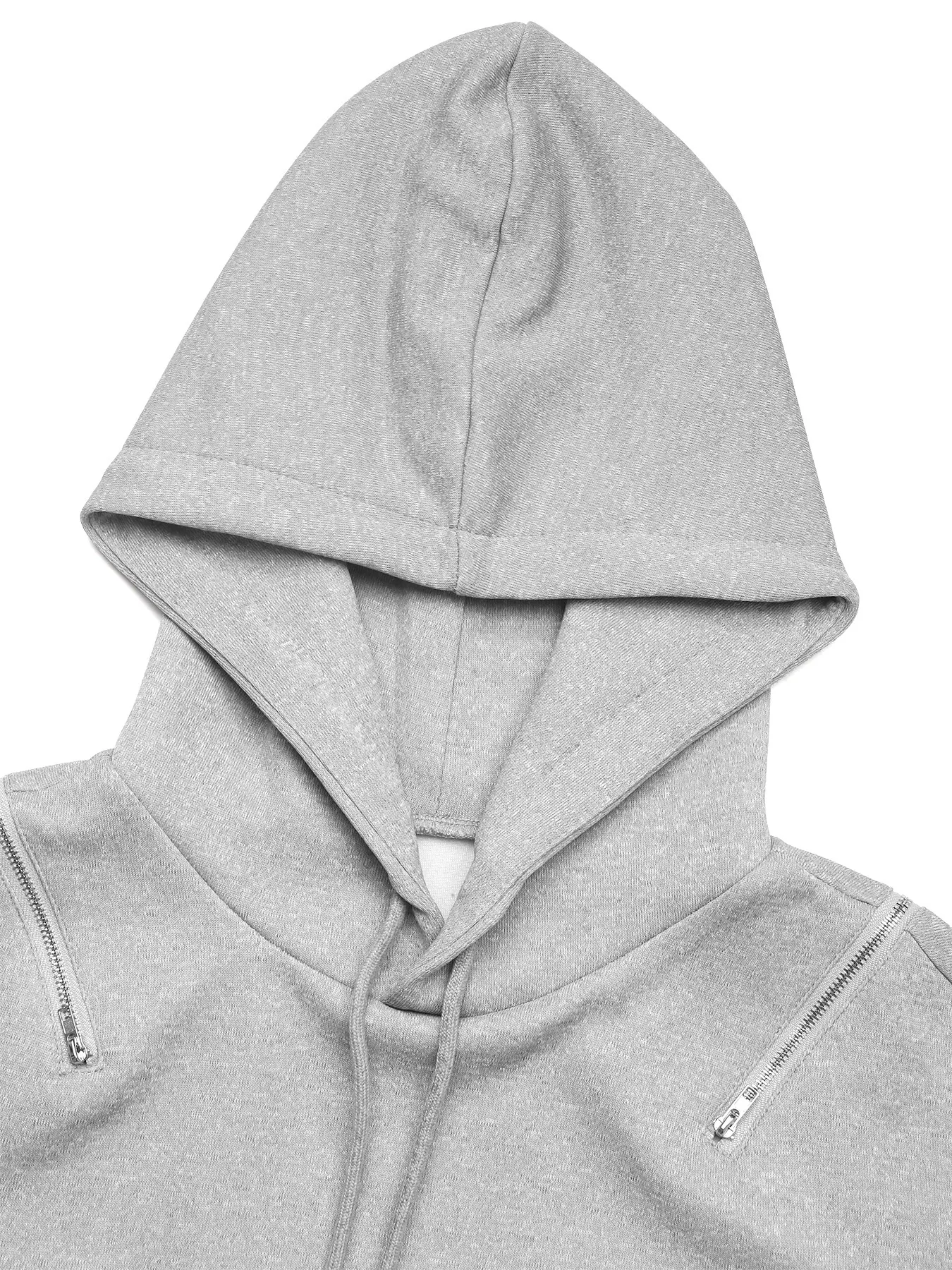 Drawstring Zip Detail Cold Shoulder Hoodie 10