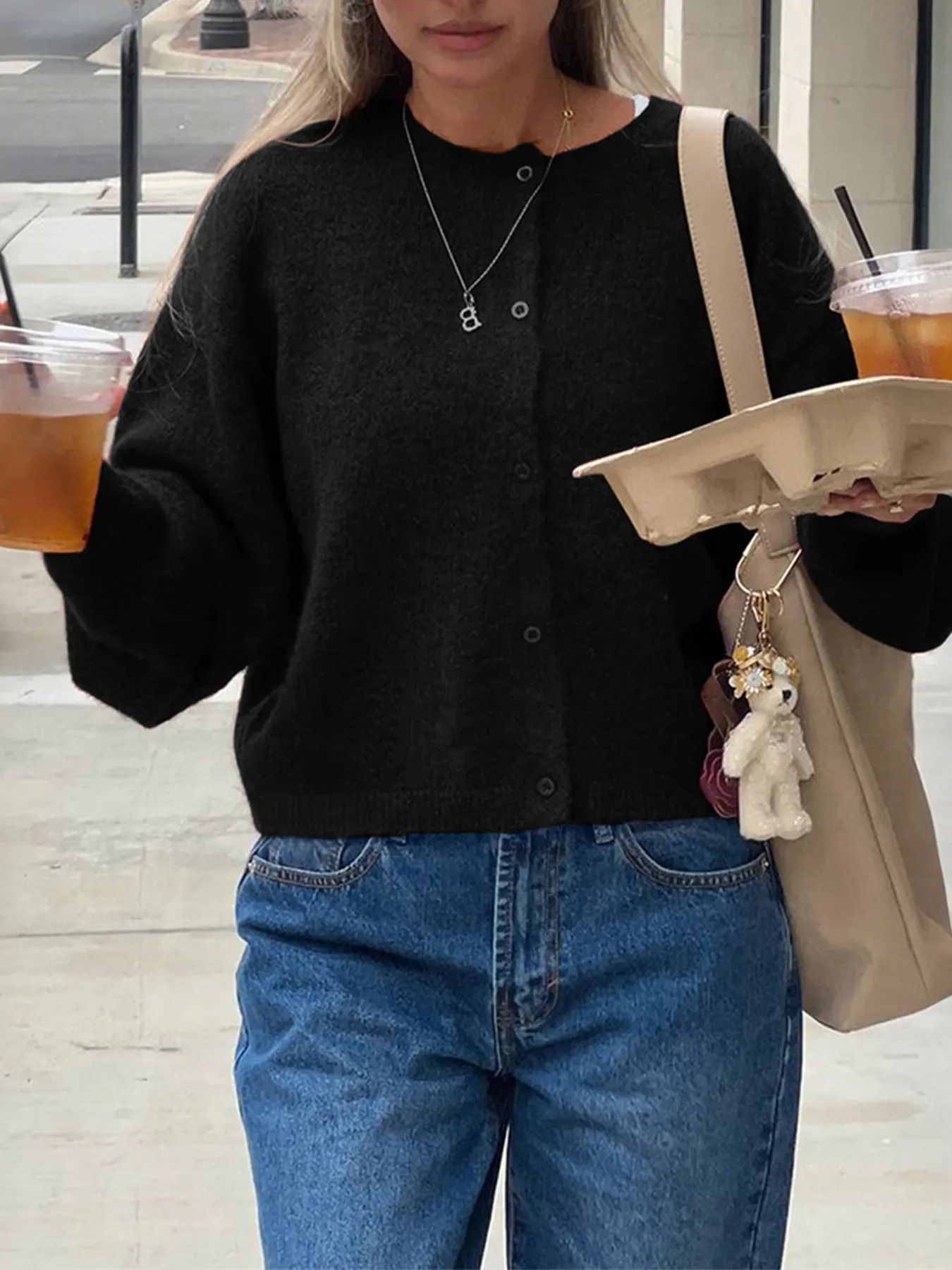 Button-Up Cropped Sweater Cardigan 5