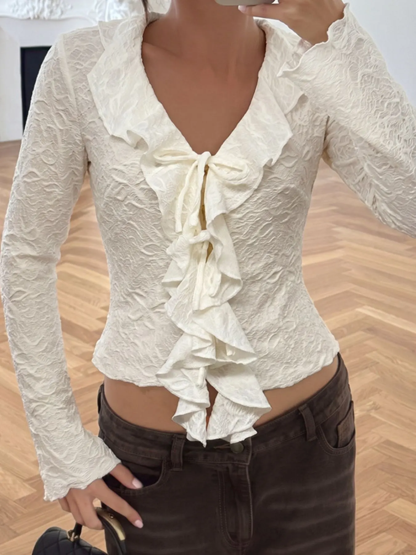 Ruffled Long-Sleeve T-Shirt 4