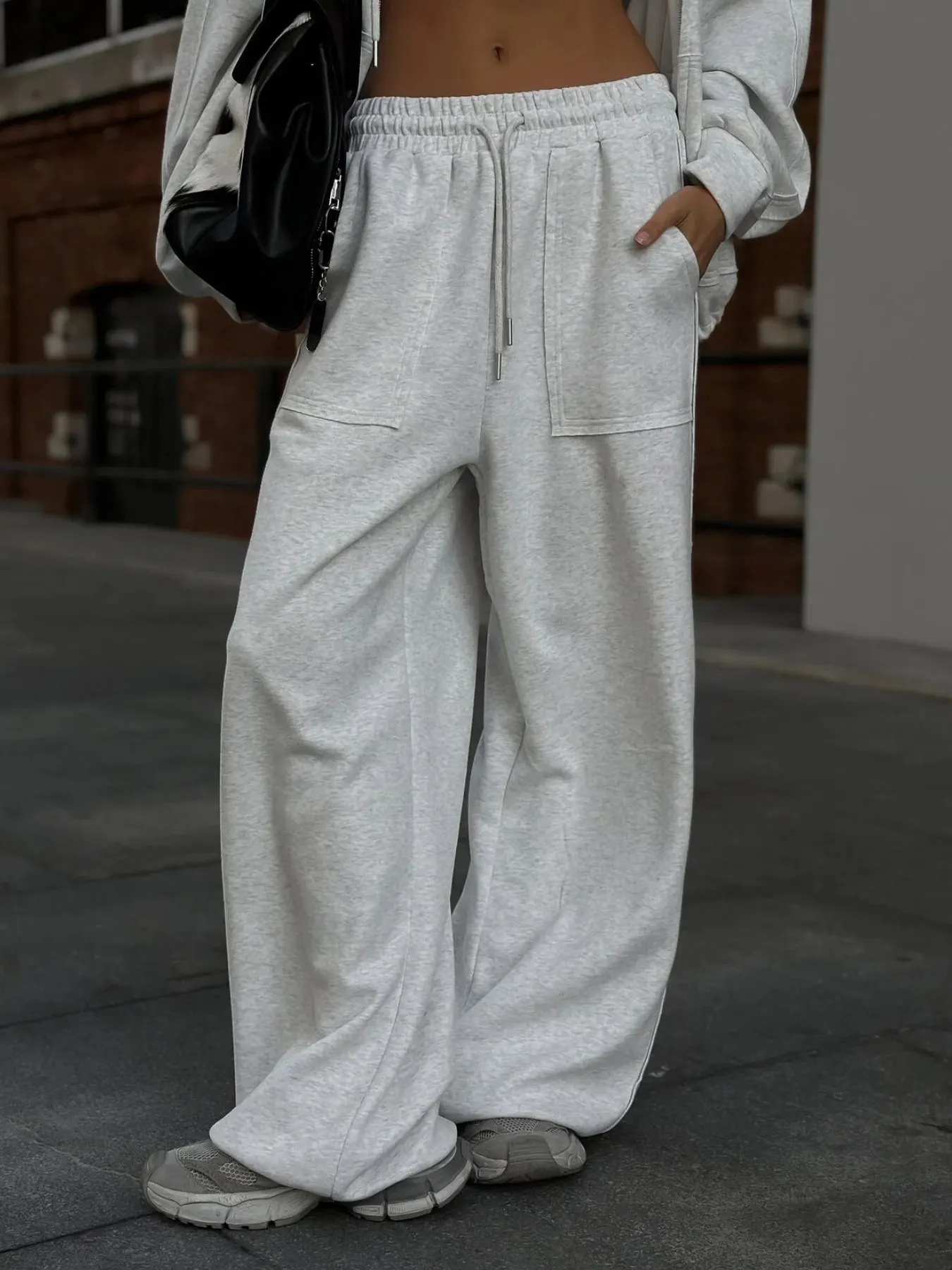 Oversized Zip-Up Hoodie and Wide-Leg Pants Set 10