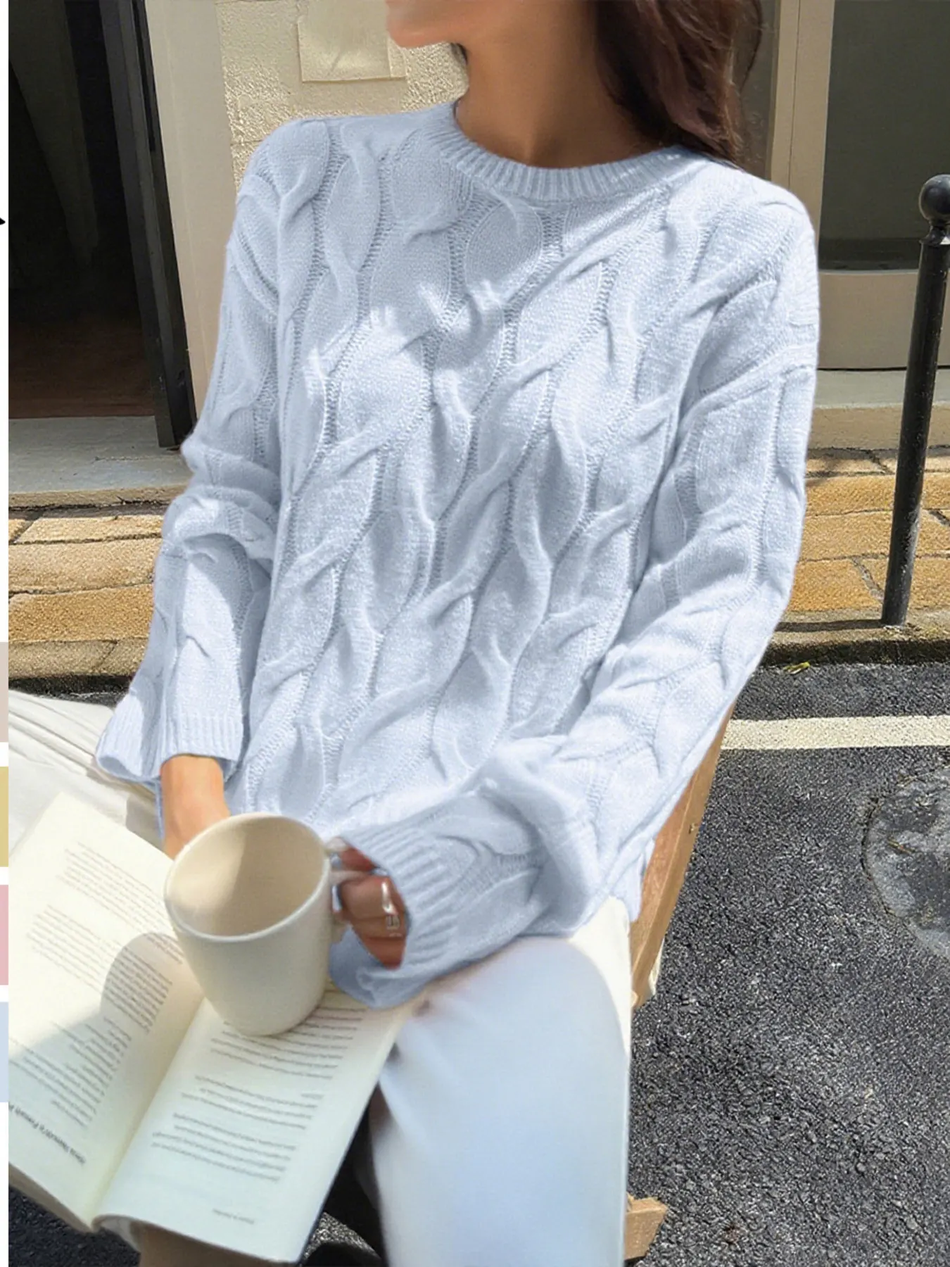Cable Knit Long Sleeve Sweater 5