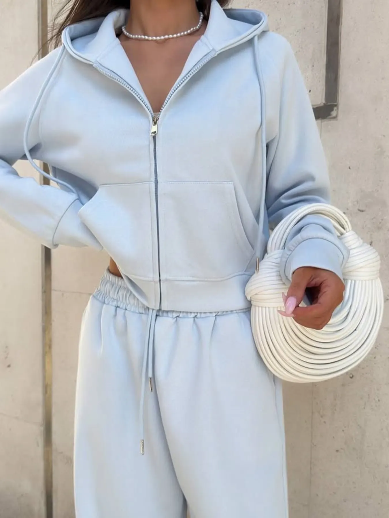 Zip Up Drawstring Hoodie and Pants Set 11