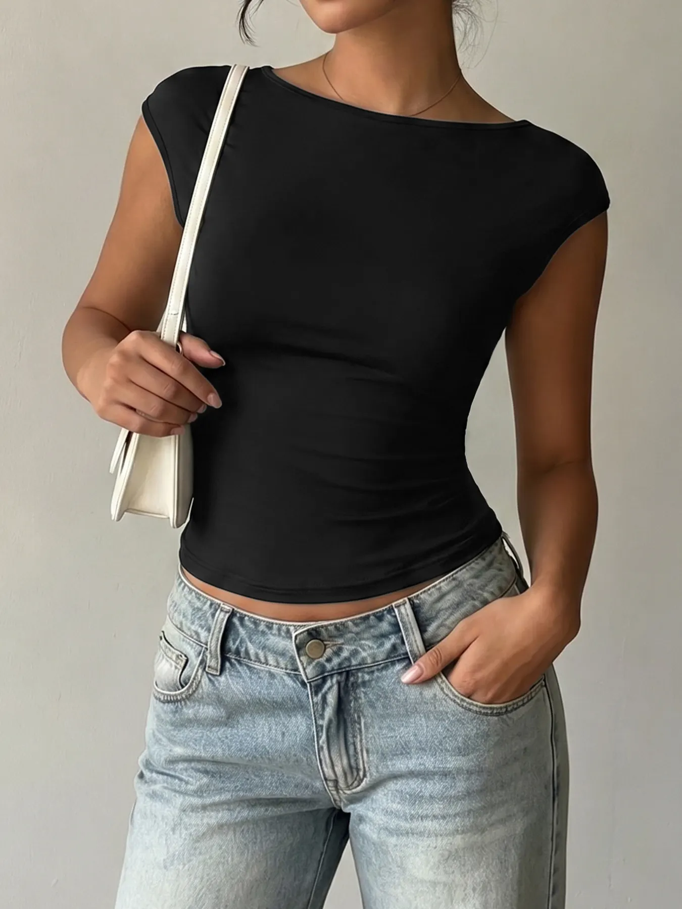 Lace Detail Cap-Sleeve T-Shirt 6