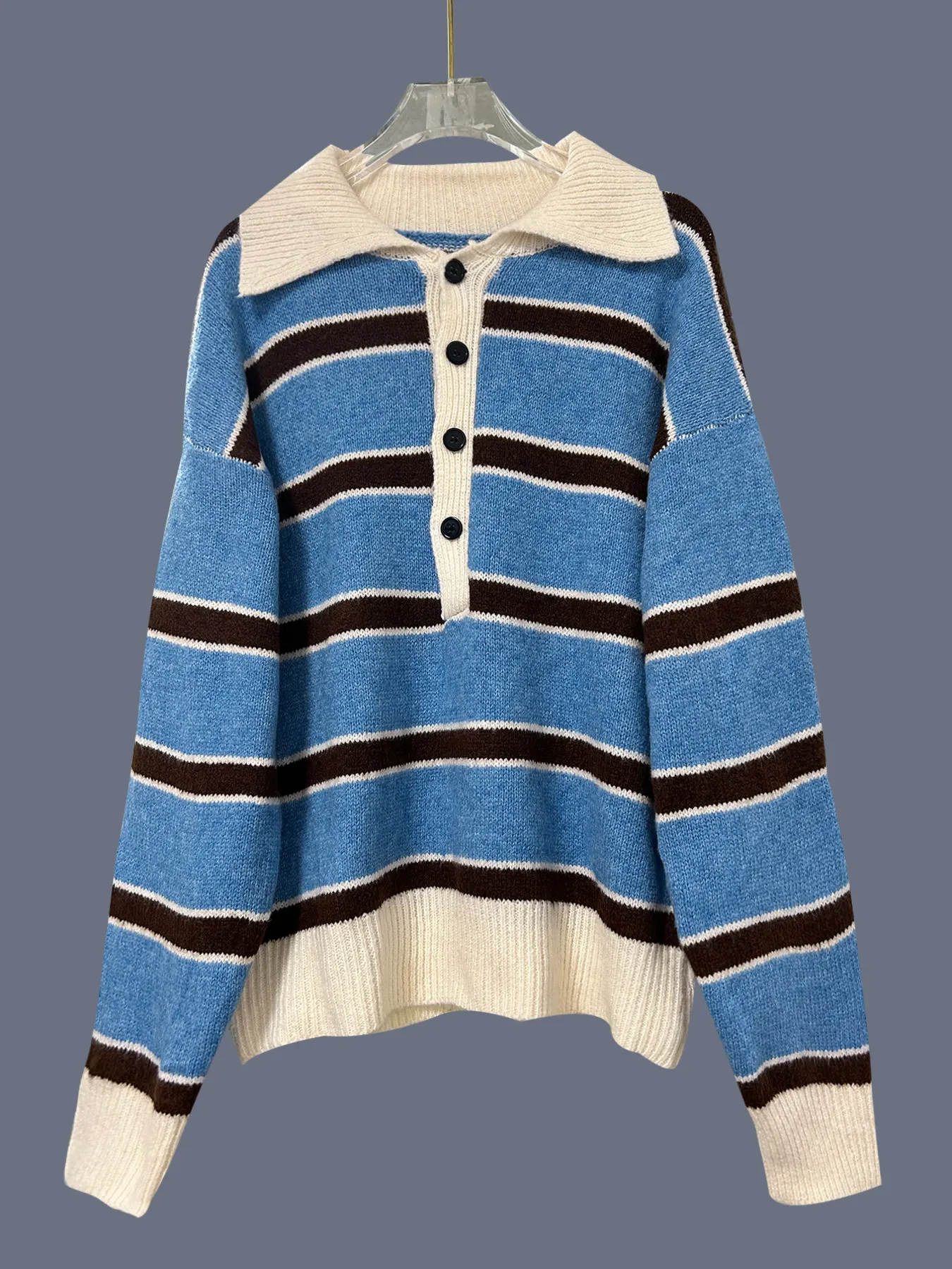Striped Button Detail Sweater 5