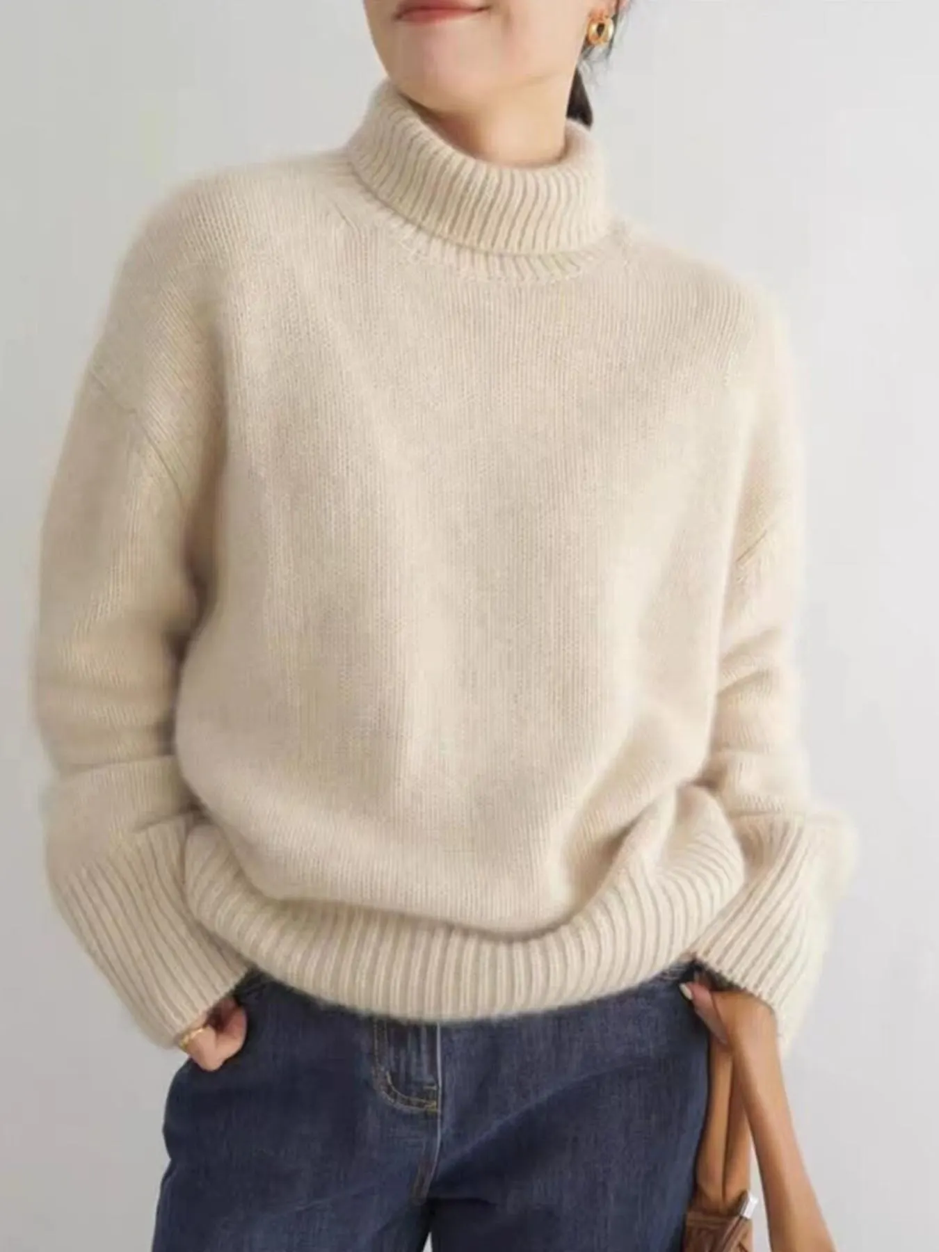 Turtleneck Dropped Shoulder Sweater 2