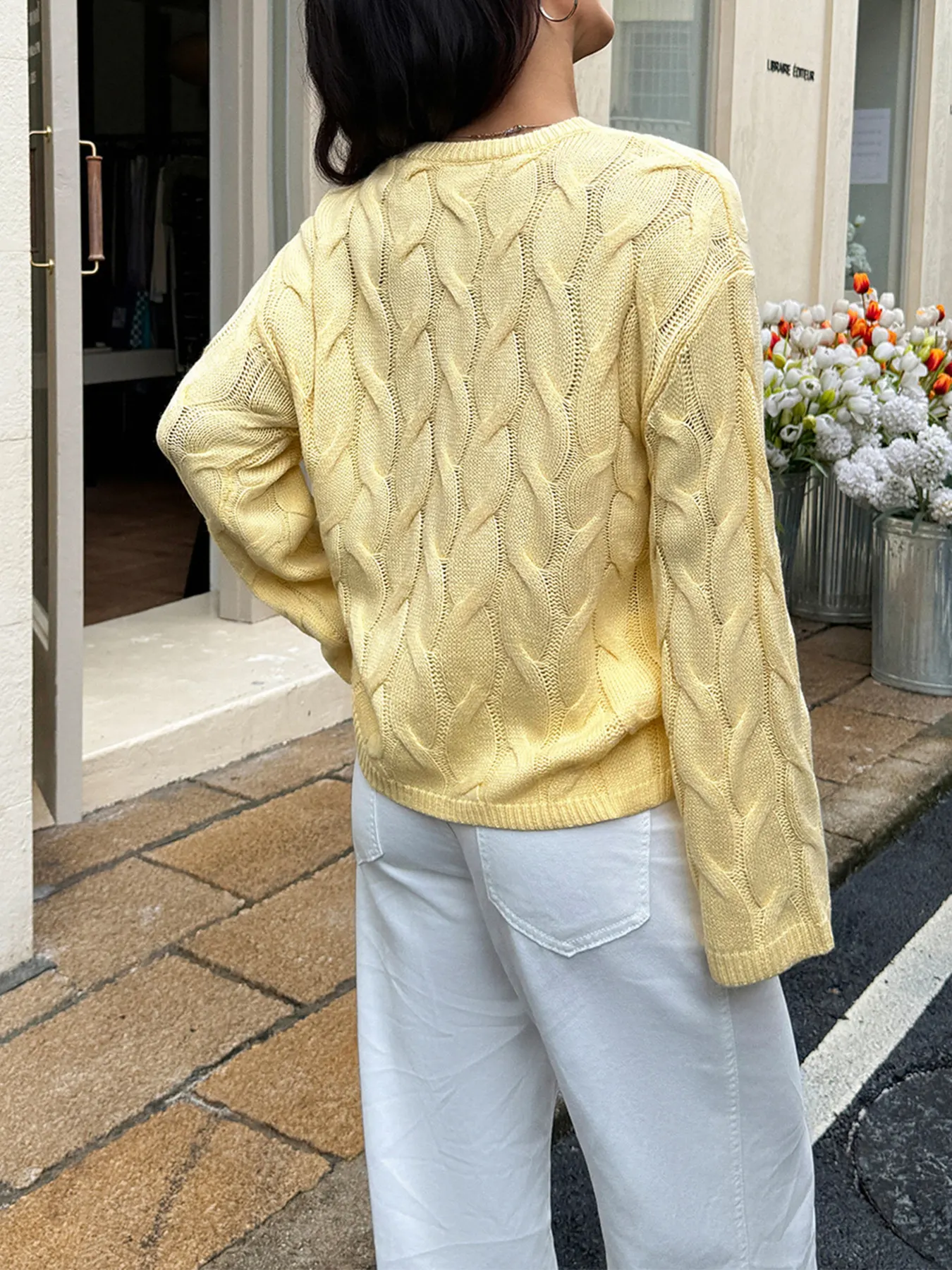 Cable Knit Long Sleeve Sweater 15