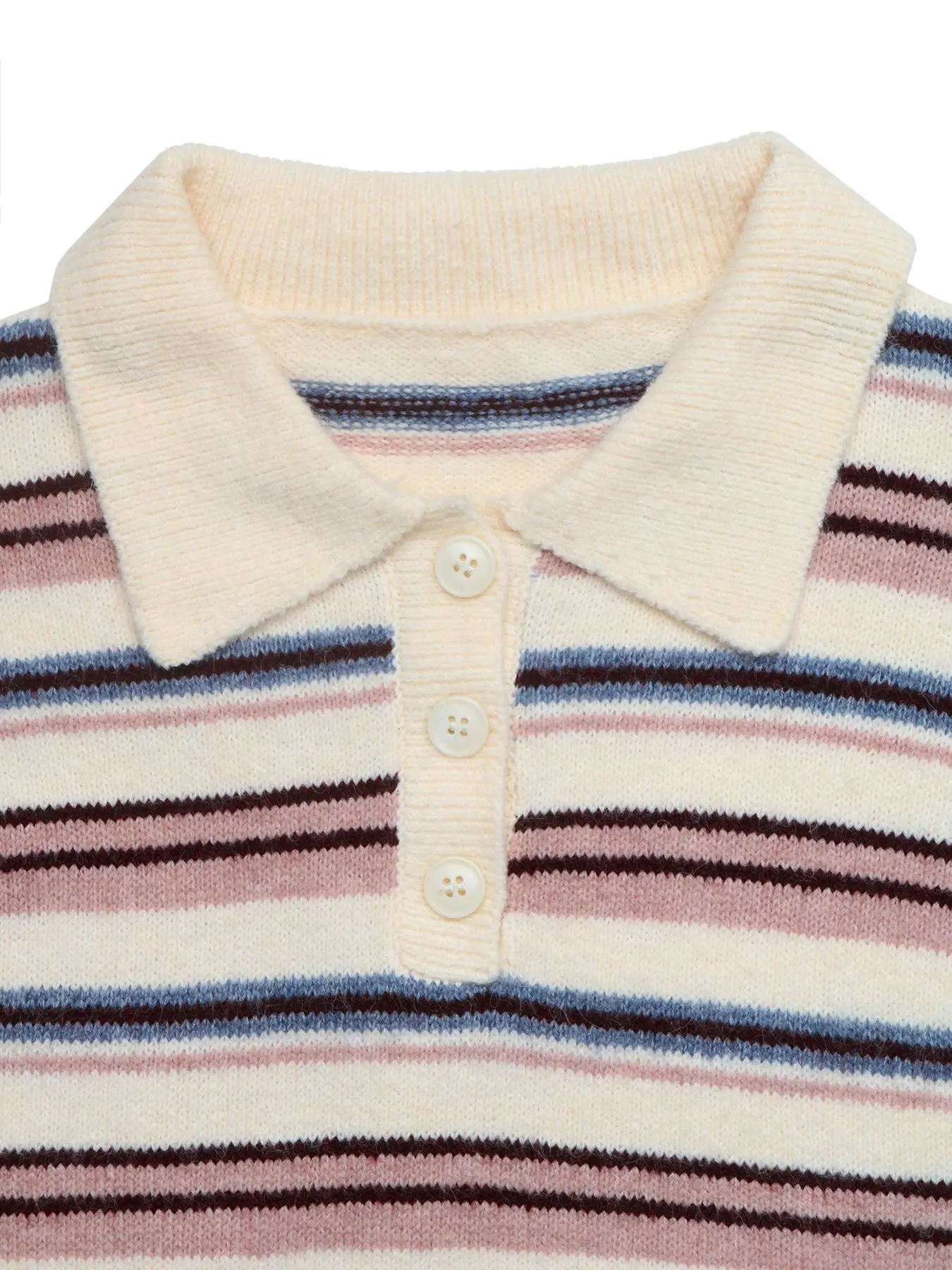 Striped Polo Collar Sweater 7