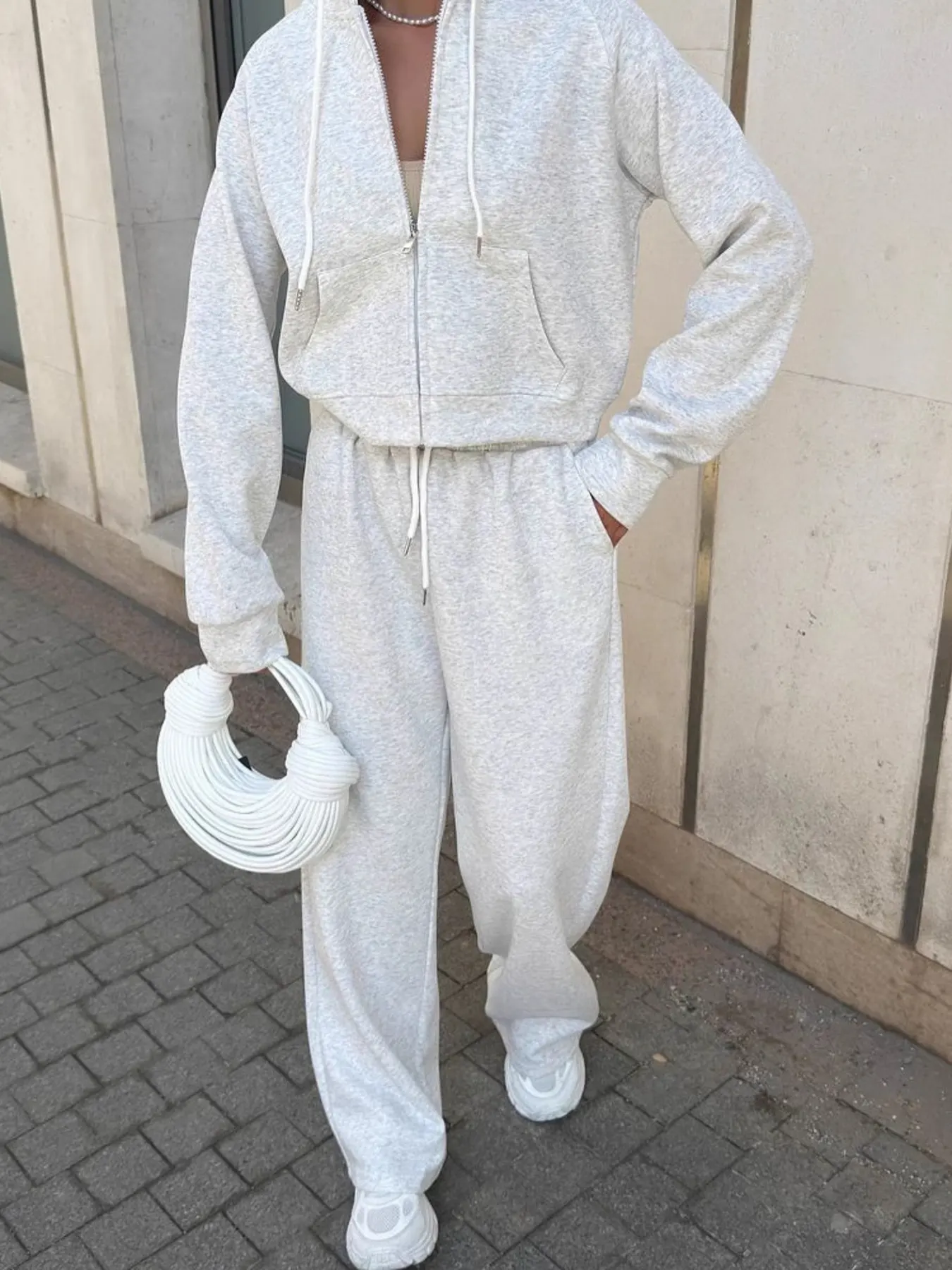 Zip Up Drawstring Hoodie and Pants Set 12