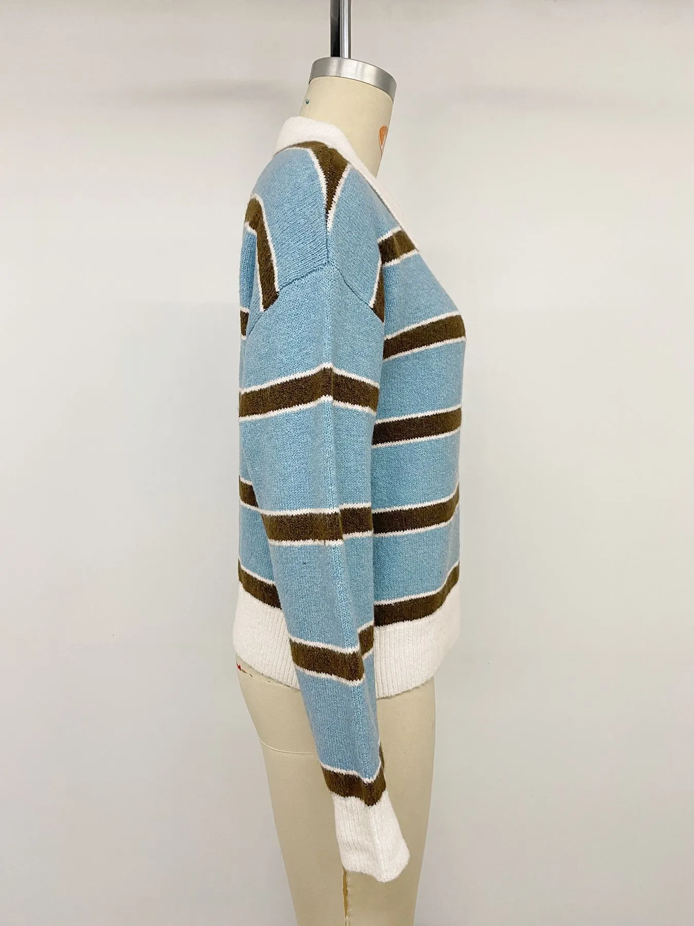 Striped Polo Collar Sweater 26