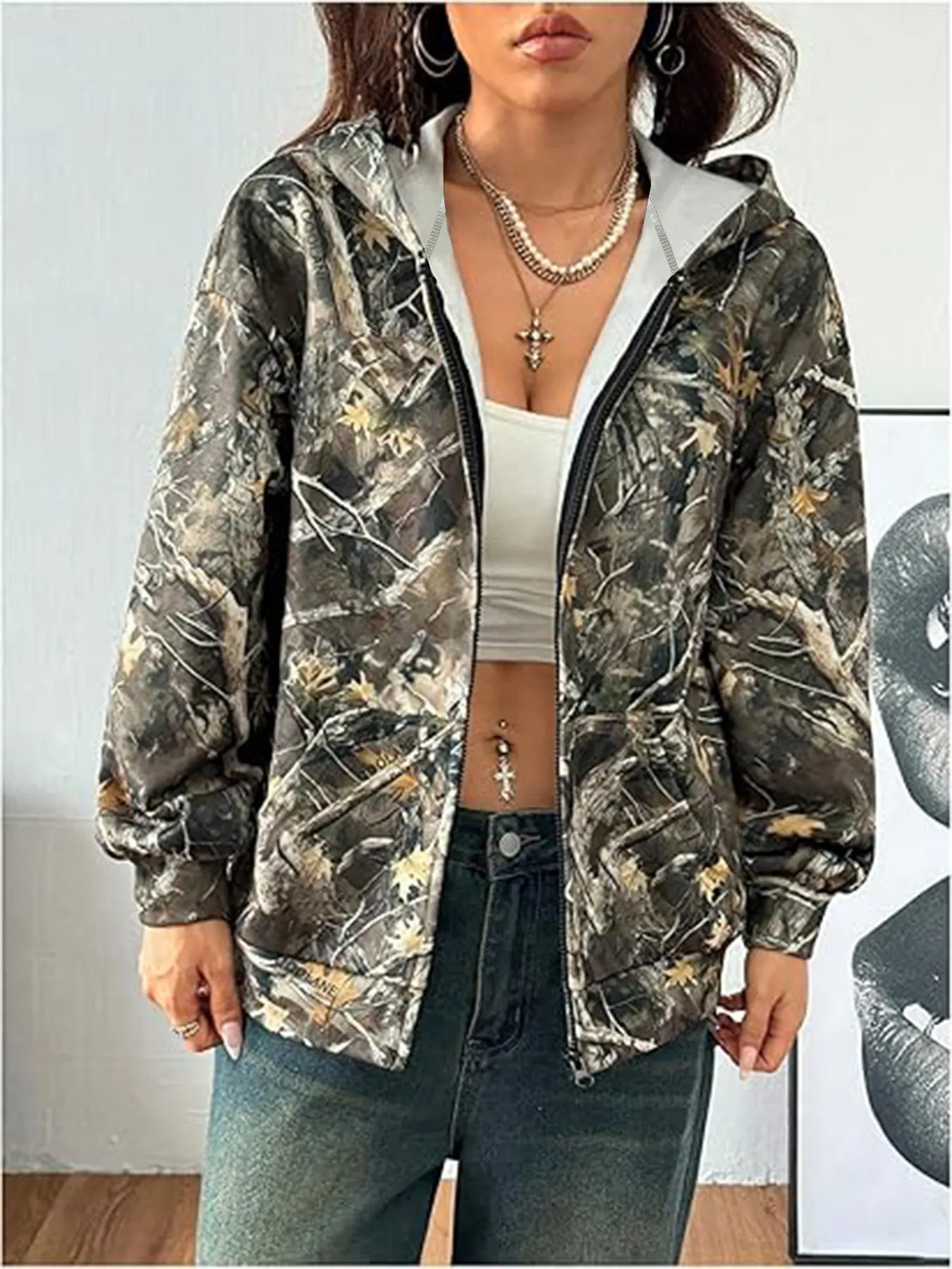 Vintage Printed Zip-Up Hoodie 3