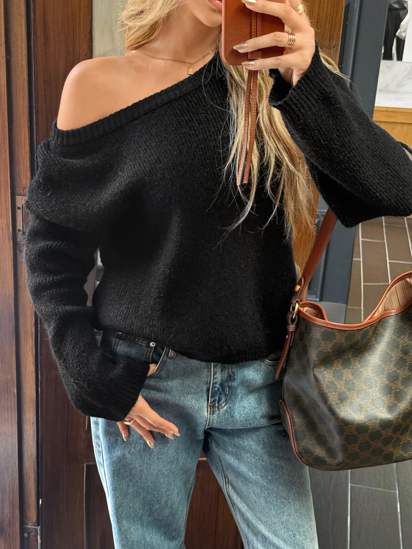 One Shoulder Ribbed Knit Sweater 11