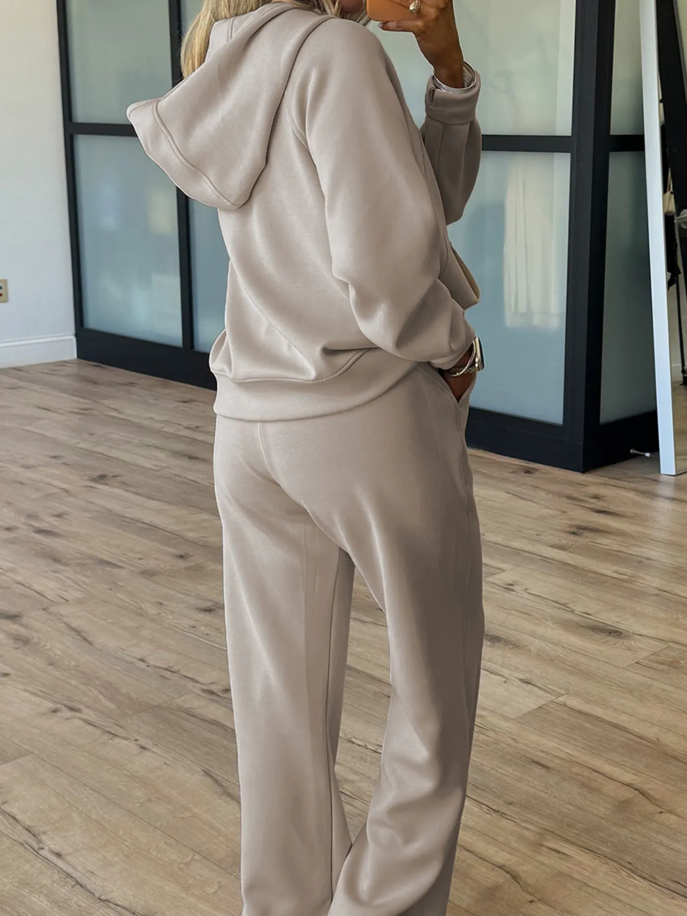 Half Zip Long Sleeve Hoodie and Pants 2pcs Outfit 2