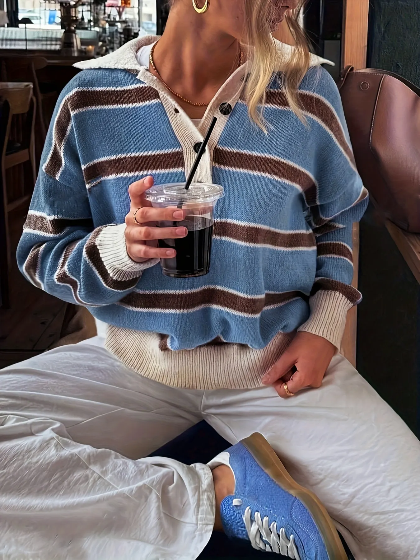 Striped Button Detail Sweater 3