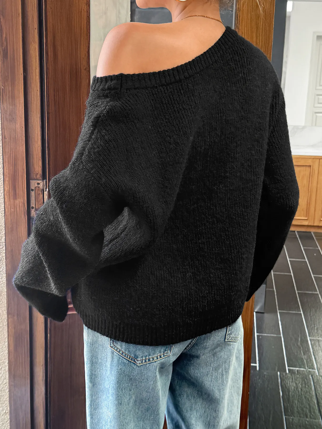 One Shoulder Ribbed Knit Sweater 13