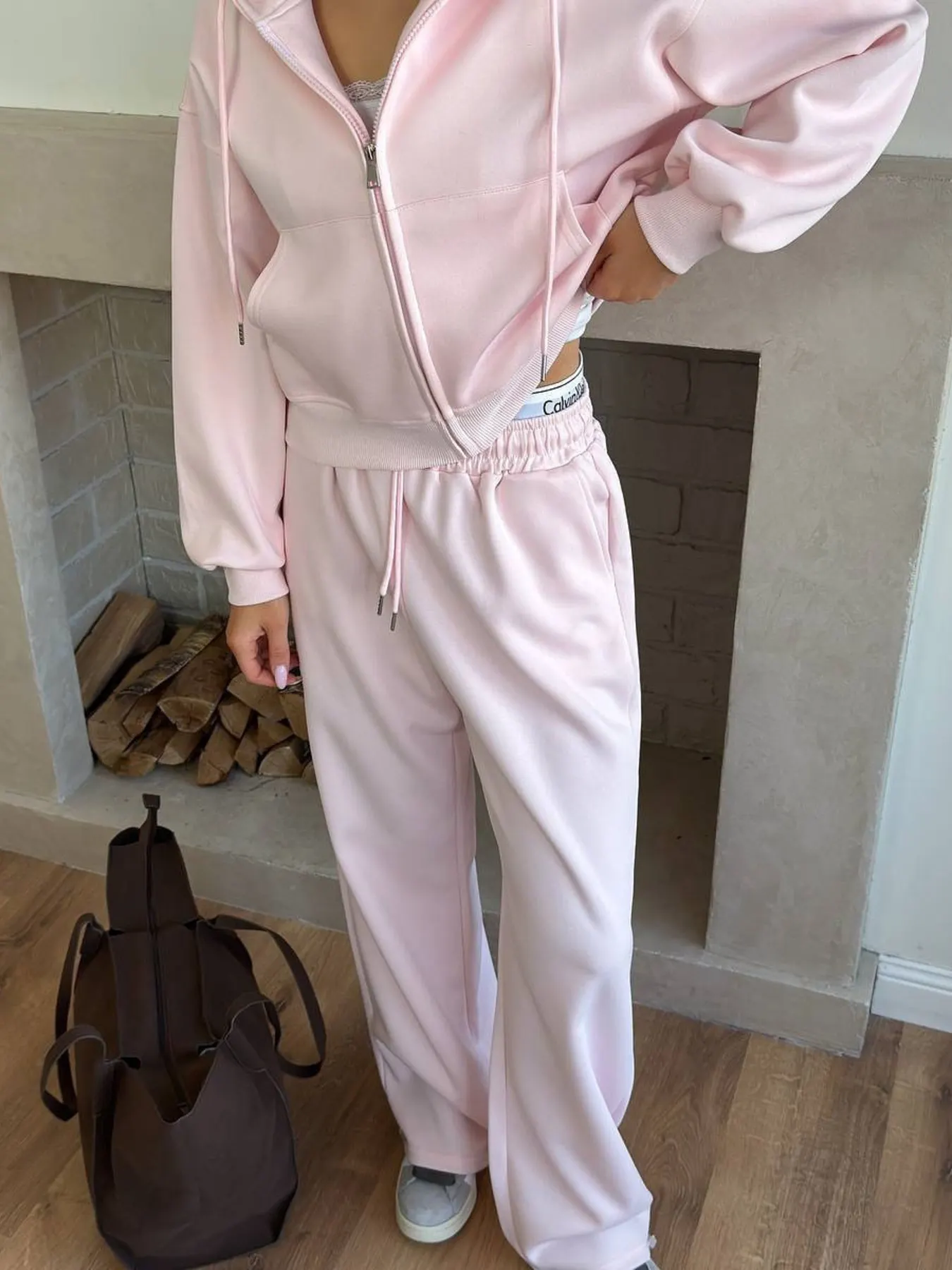 Zip Up Drawstring Hoodie and Pants Set 7