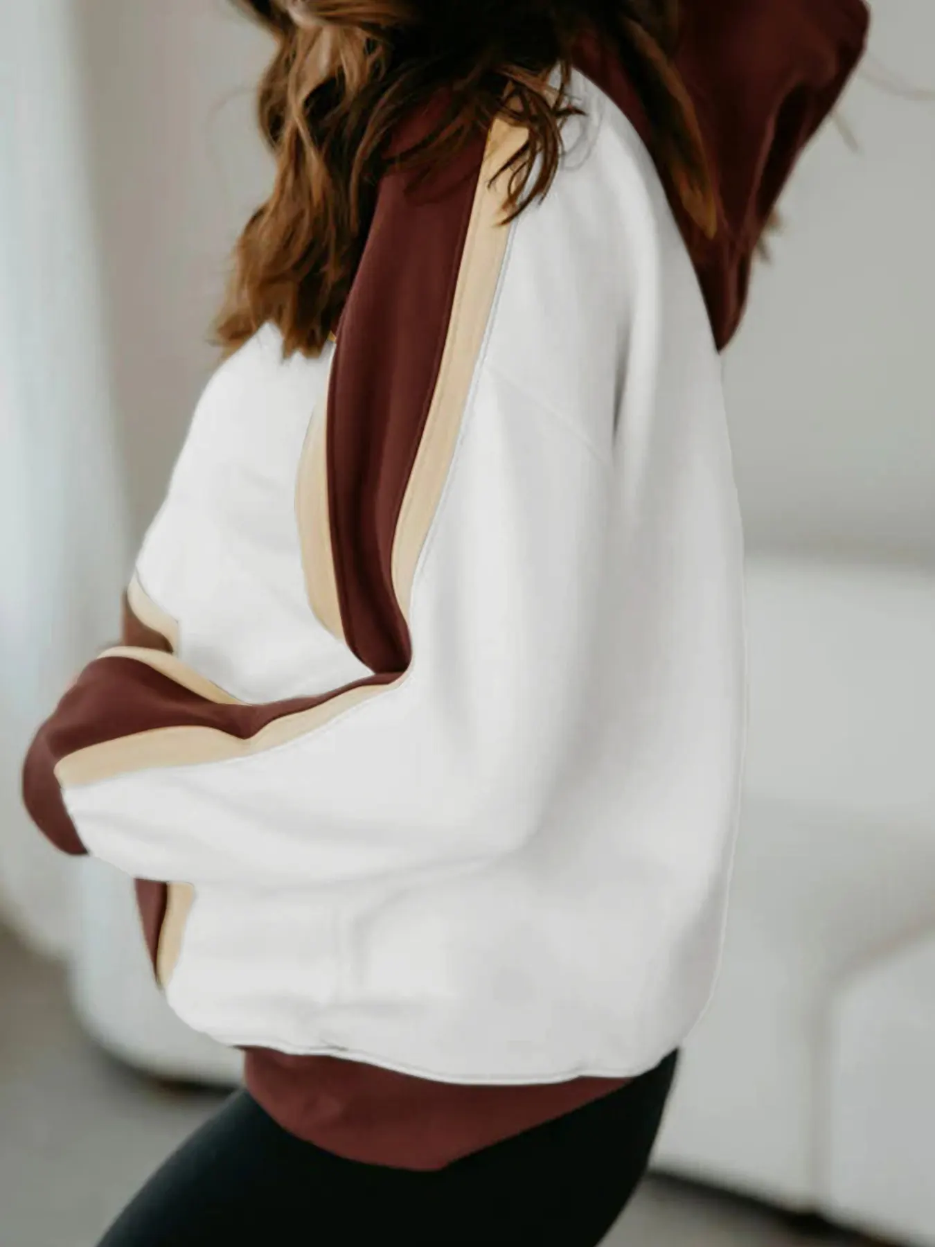Color Block Patchwork Hooded Sweatshirt 4