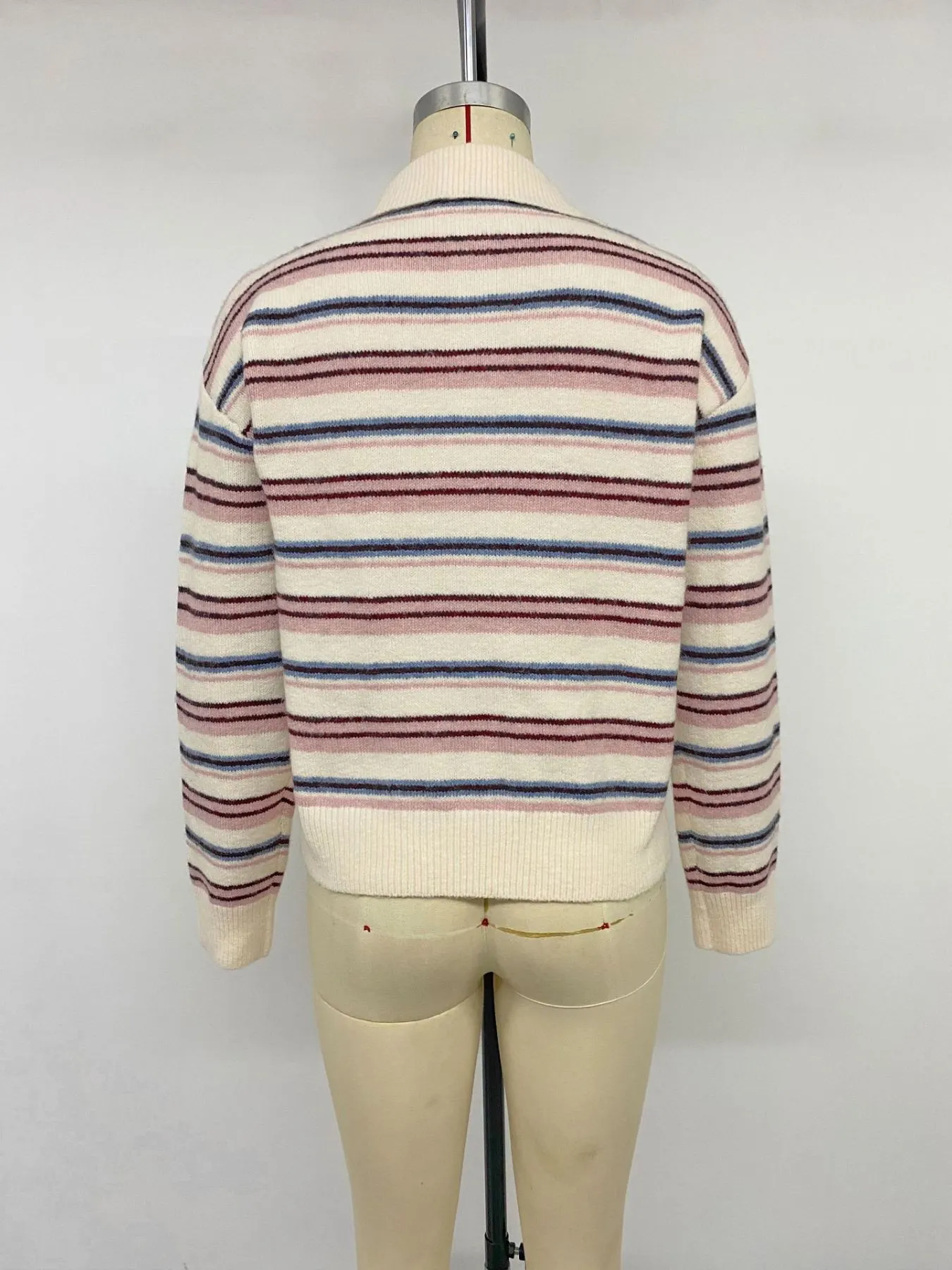 Striped Polo Collar Sweater 13