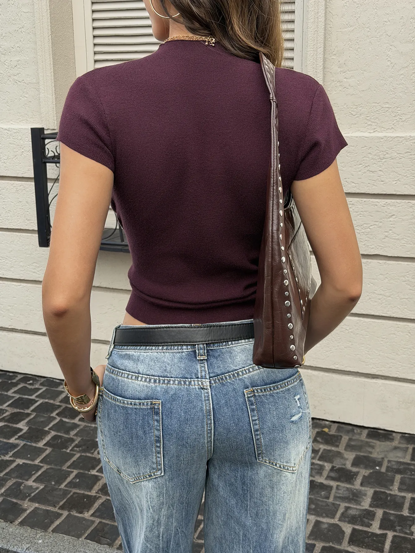 Ribbed Short Sleeve Knit Top 6