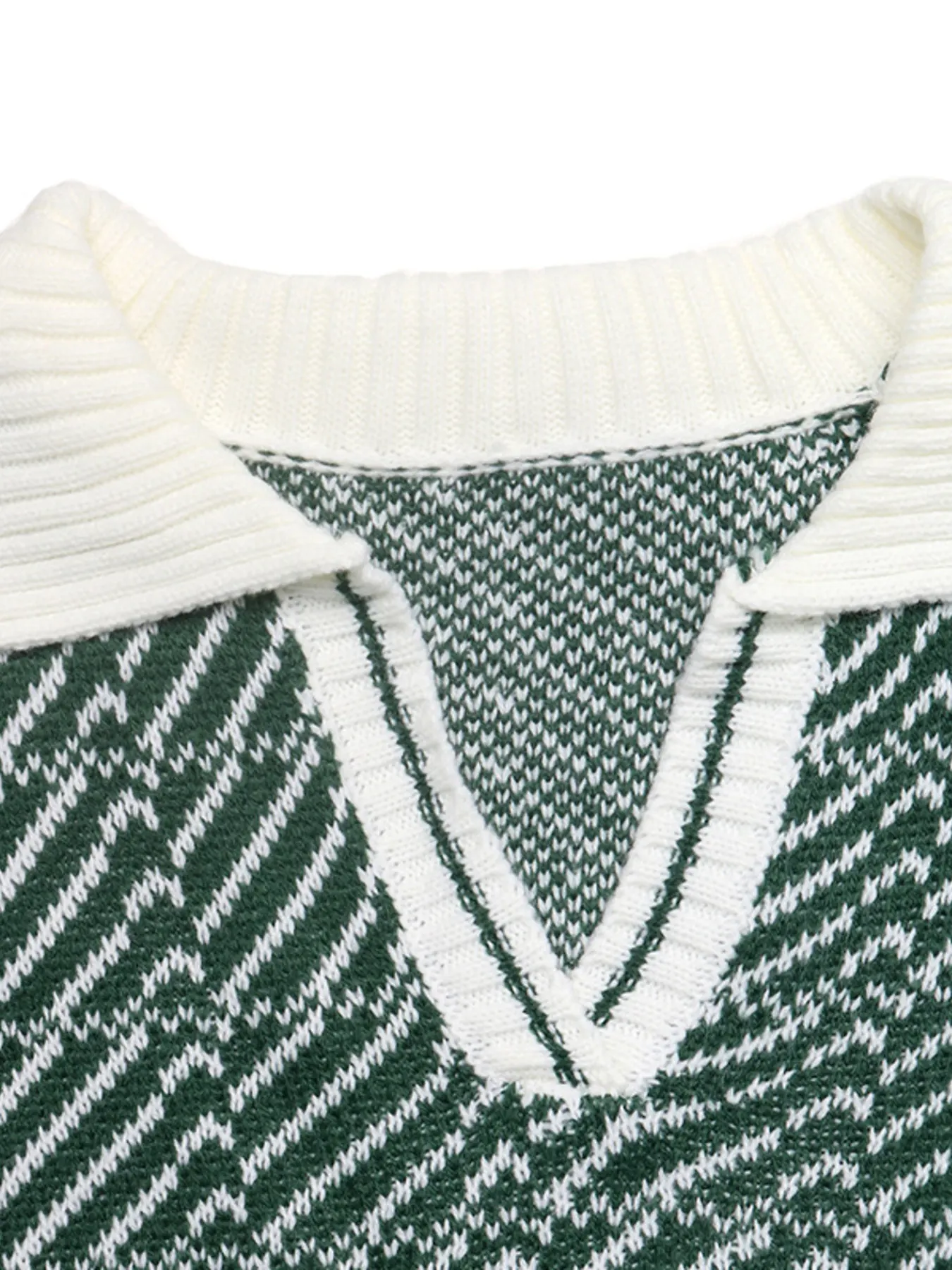 Geometric Patterned Collared Sweater 11
