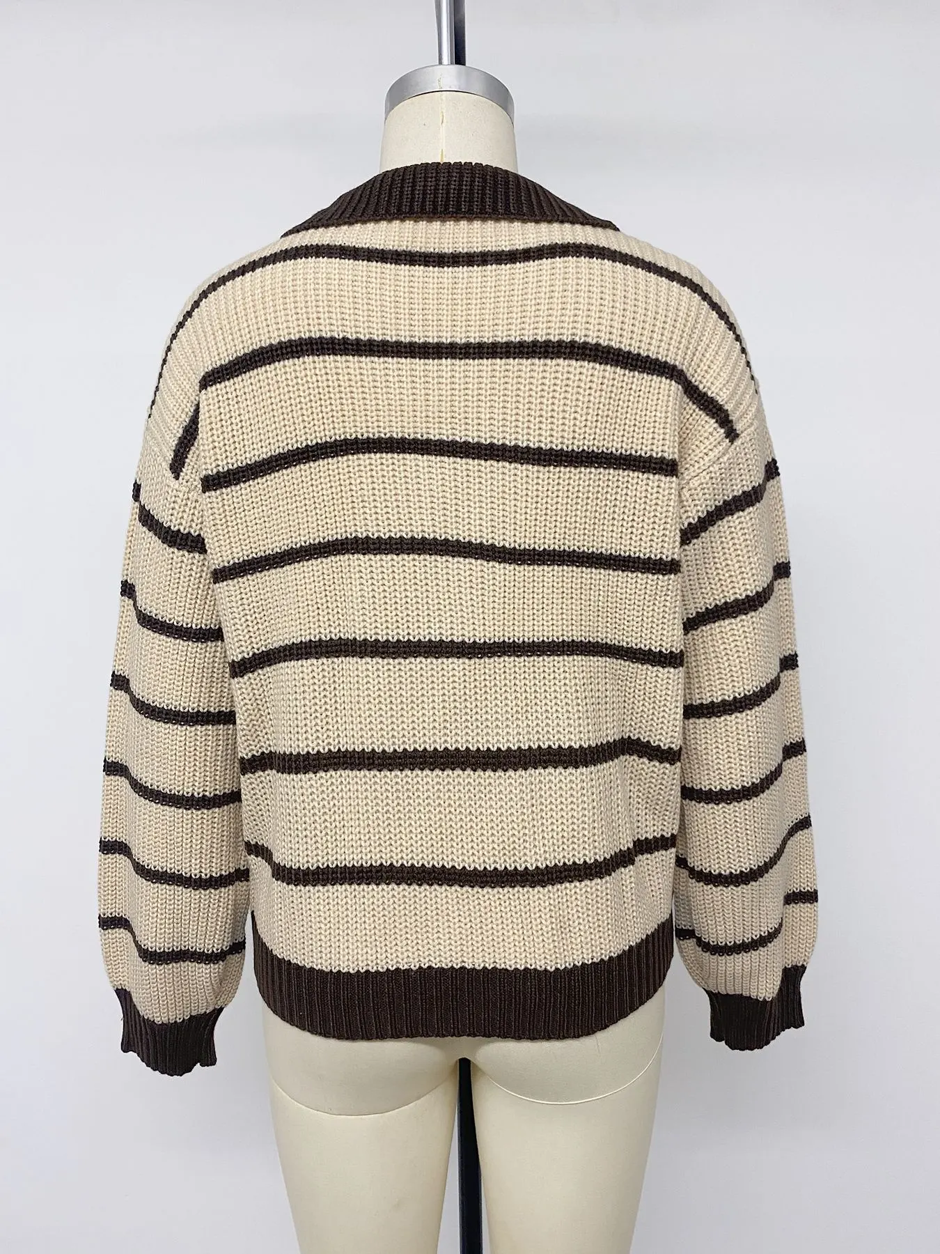 Striped Knit Polo Sweater 13