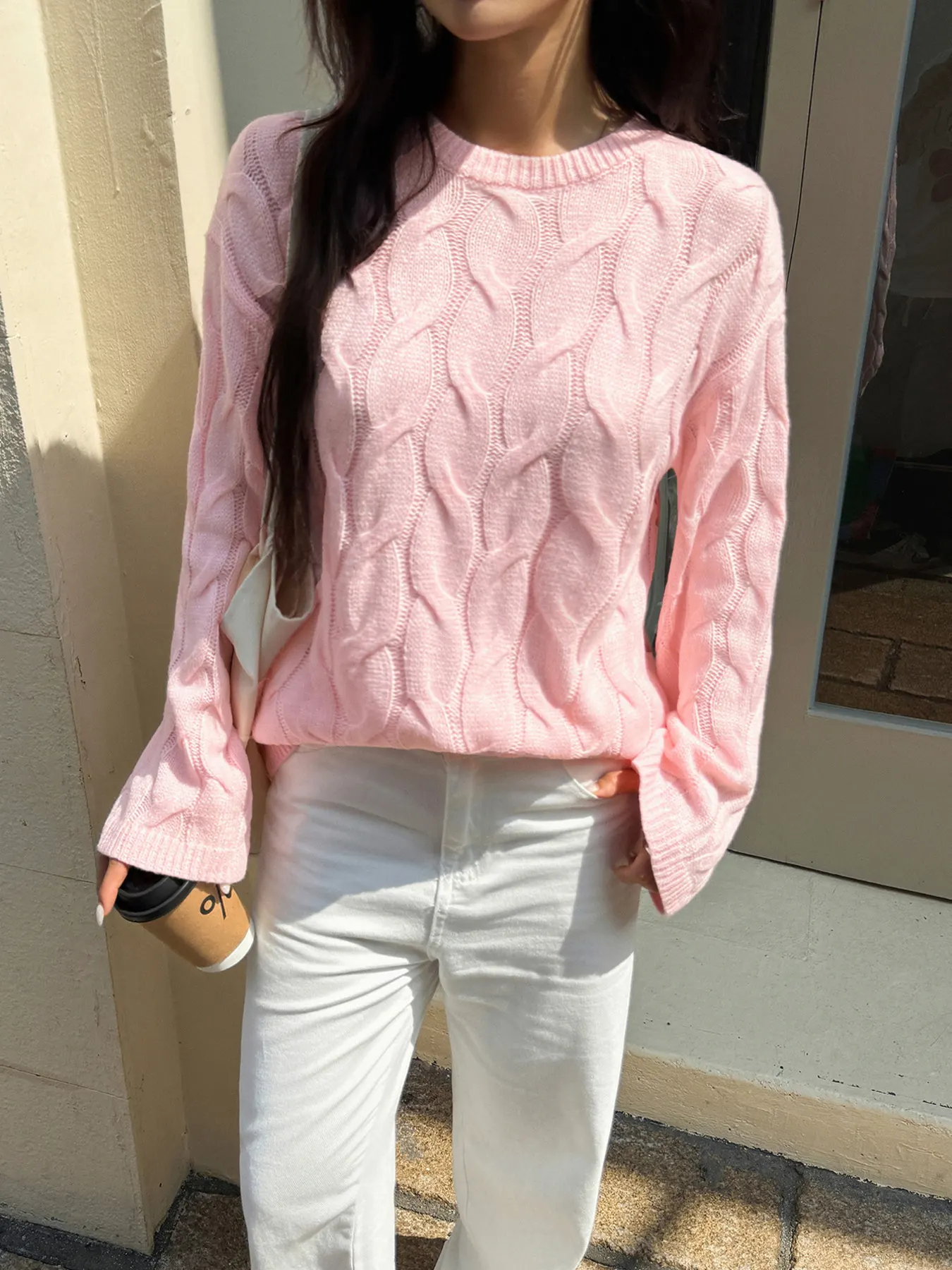 Cable Knit Long Sleeve Sweater 9