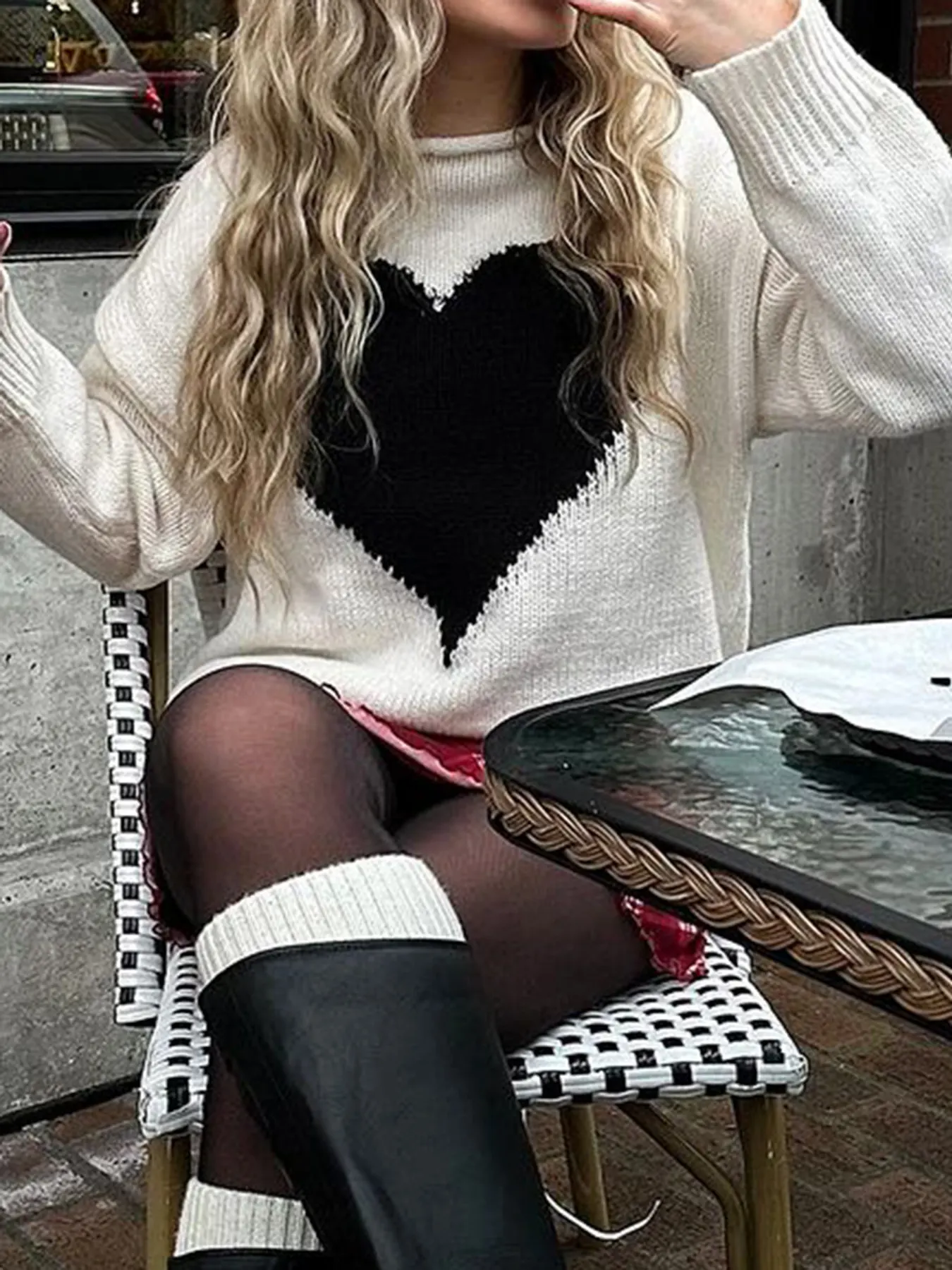 Heart Dropped Shoulder Sweater 5