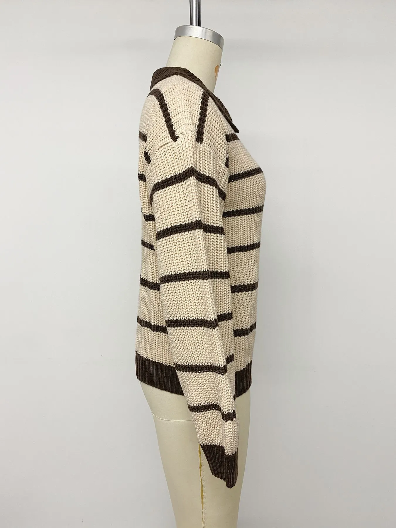 Striped Knit Polo Sweater 12