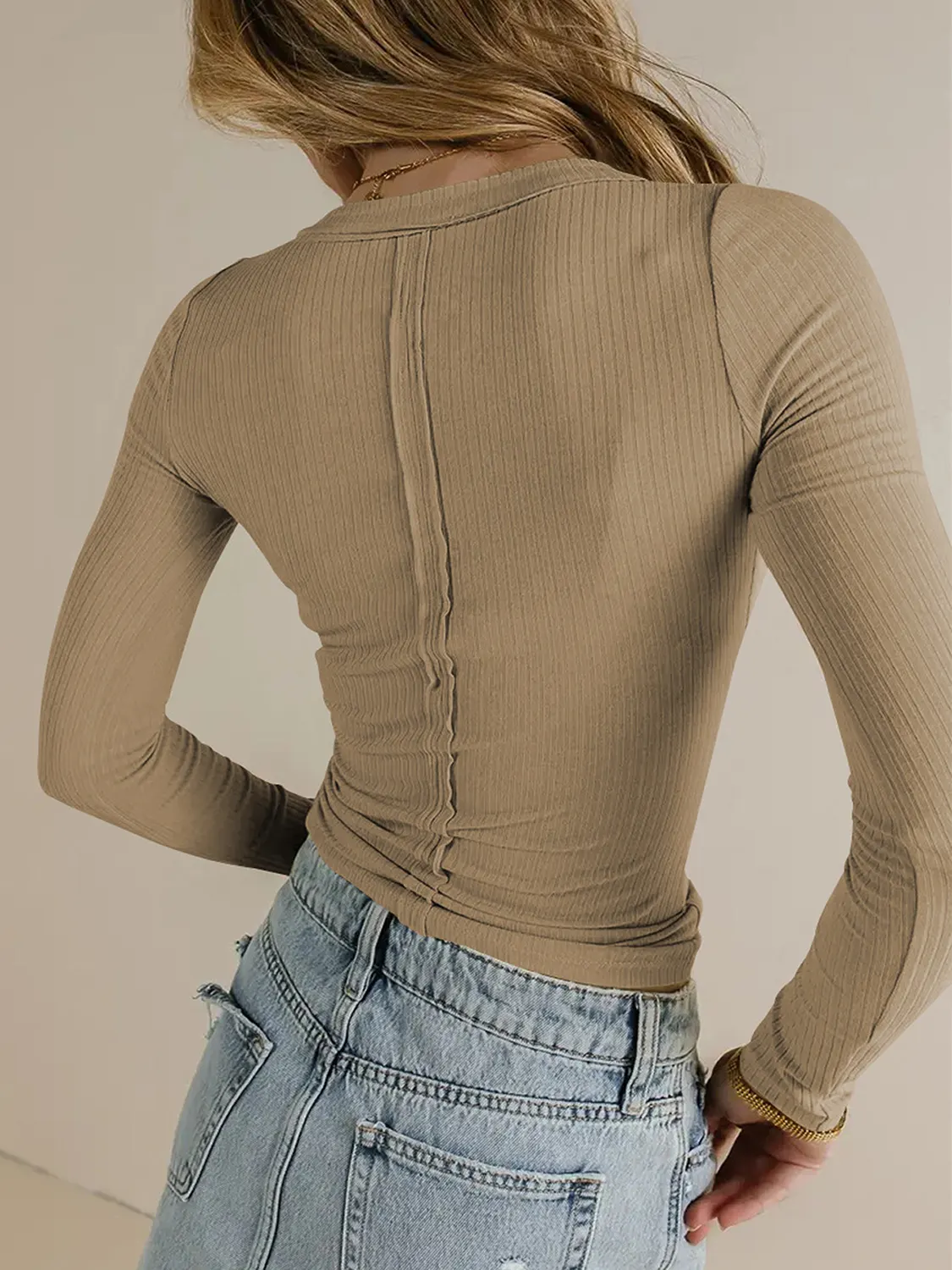 V-Neck Long Sleeve T-Shirt 3