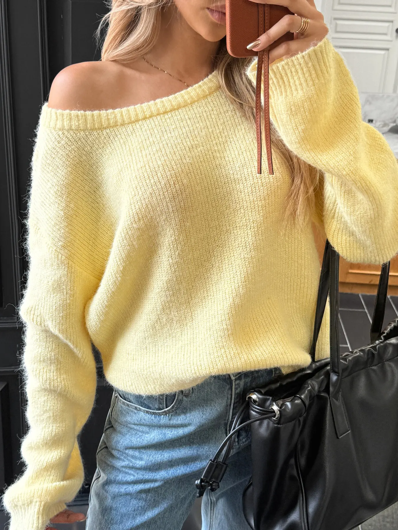 One Shoulder Ribbed Knit Sweater 9
