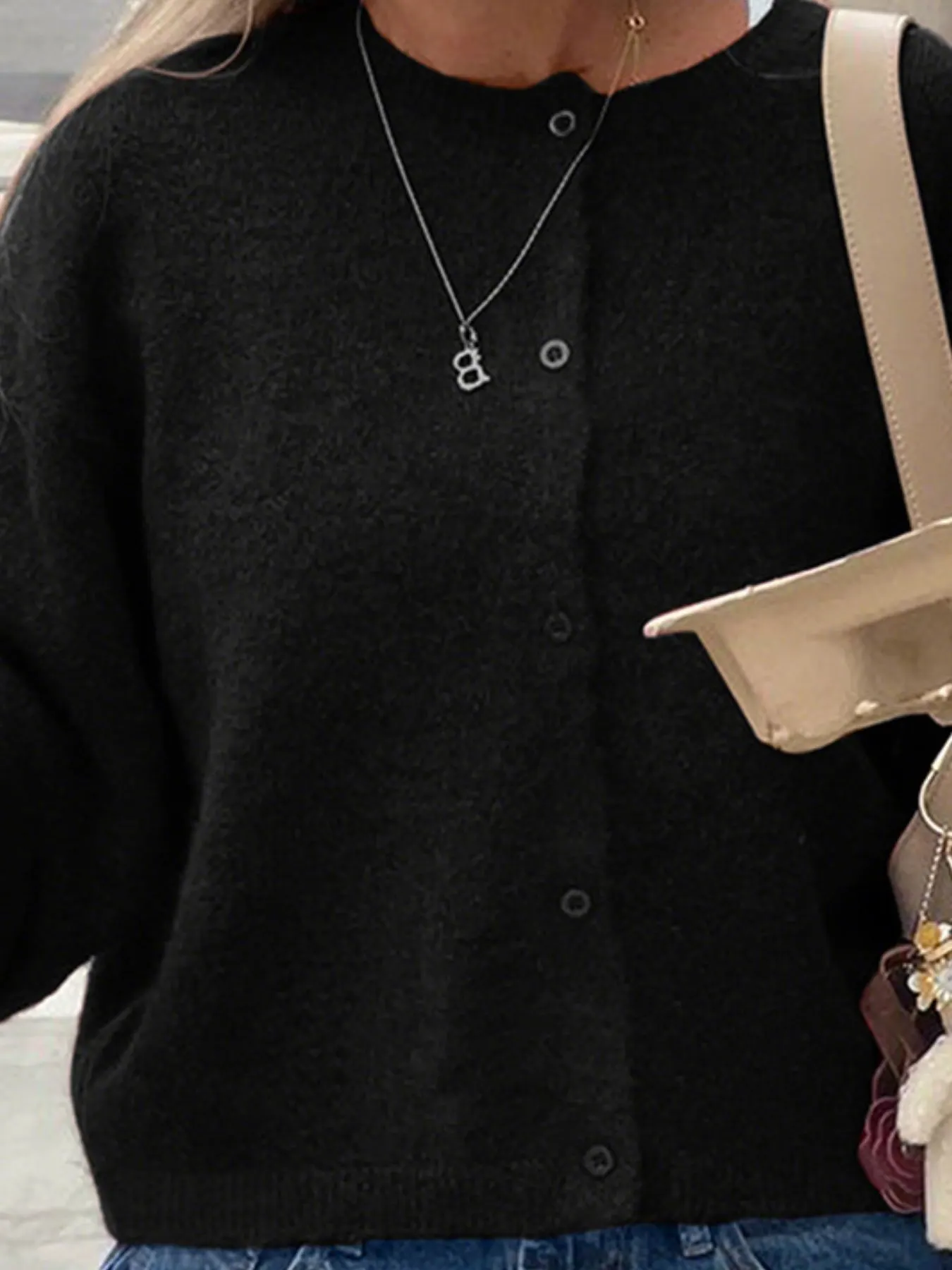 Button-Up Cropped Sweater Cardigan 6