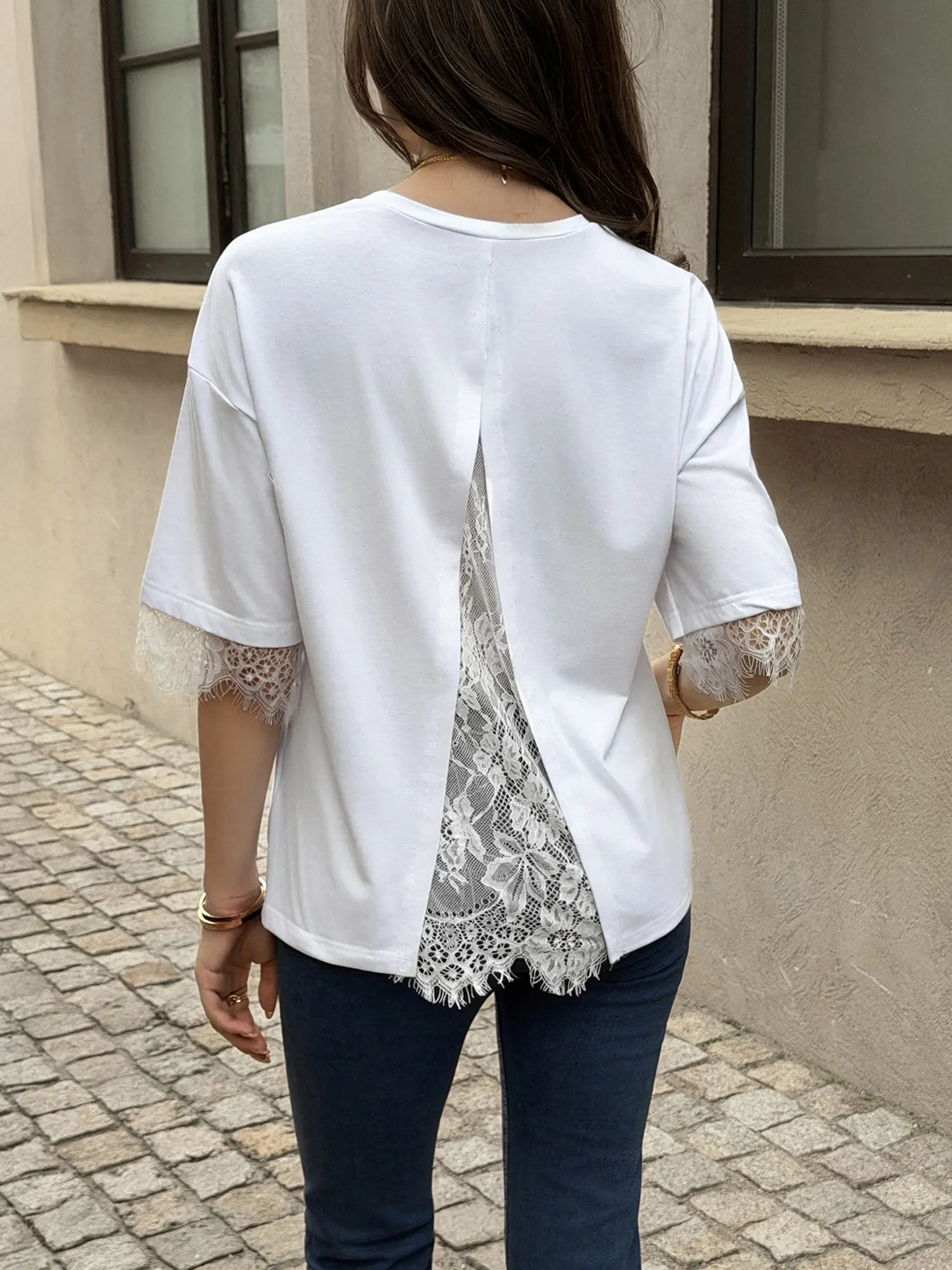 Lace Trimmed Casual T-Shirt 5