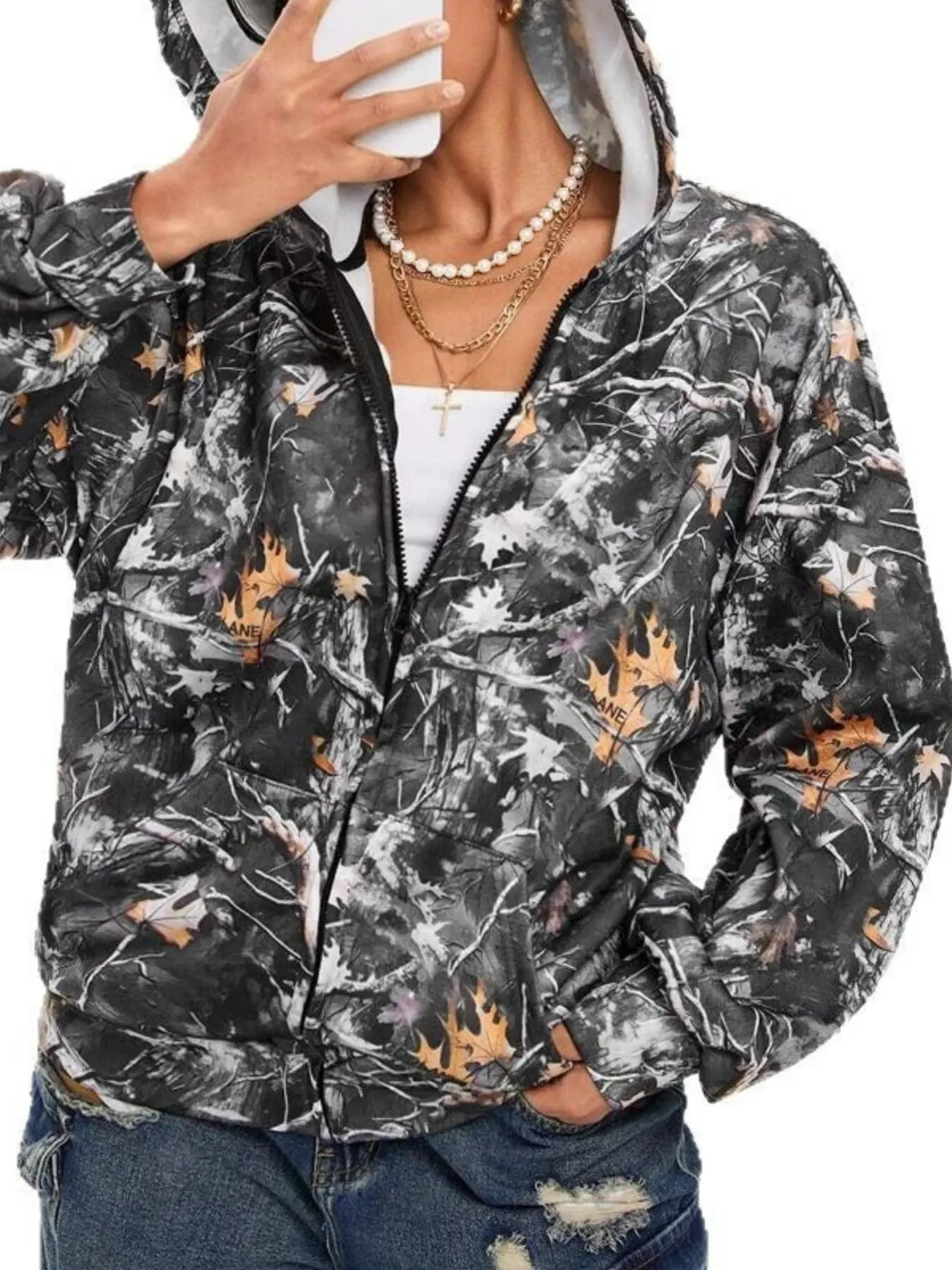 Vintage Printed Zip-Up Hoodie 5