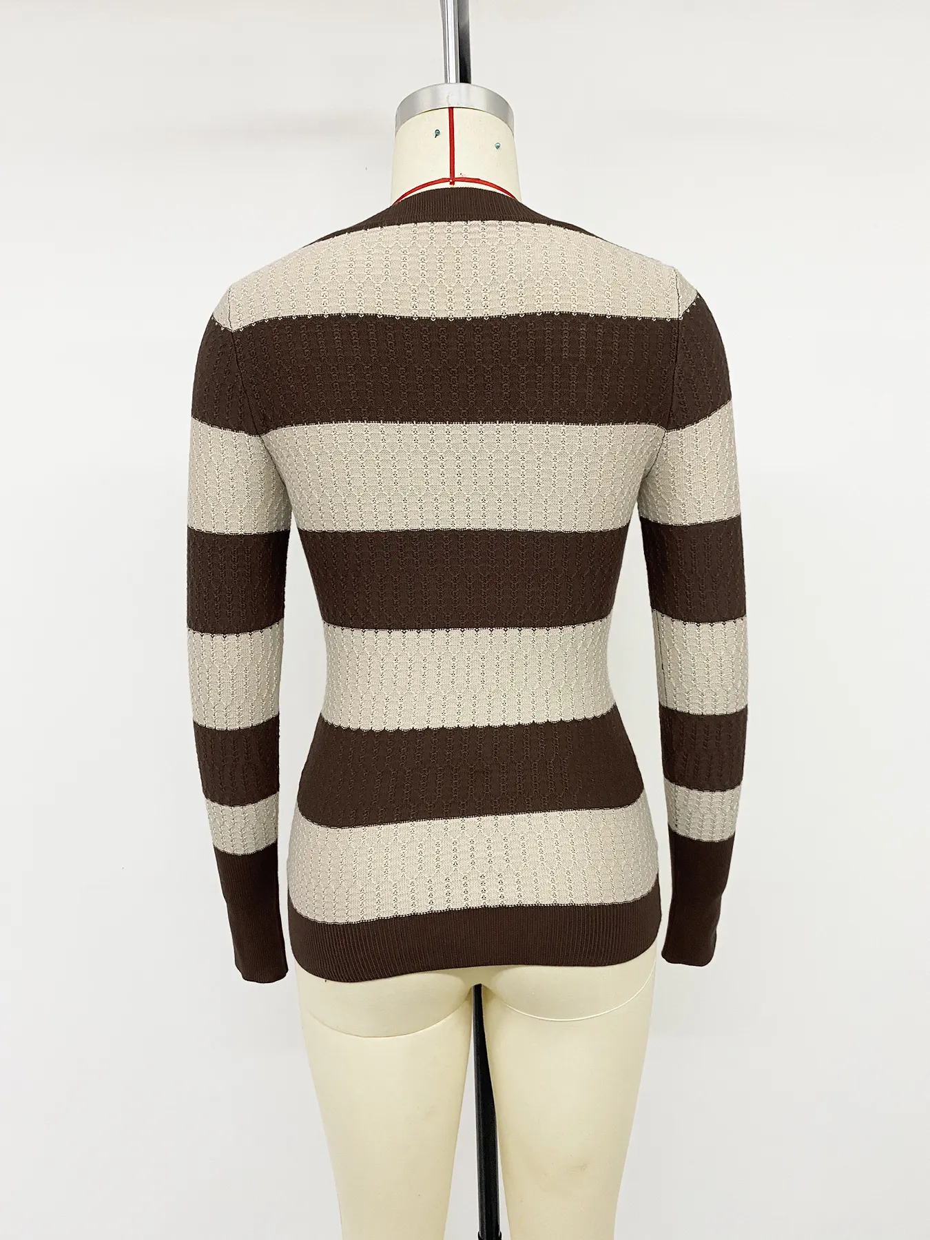 Striped V-Neck Knit Top 7