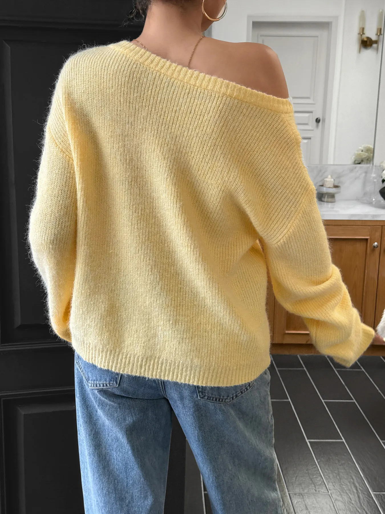 One Shoulder Ribbed Knit Sweater 10
